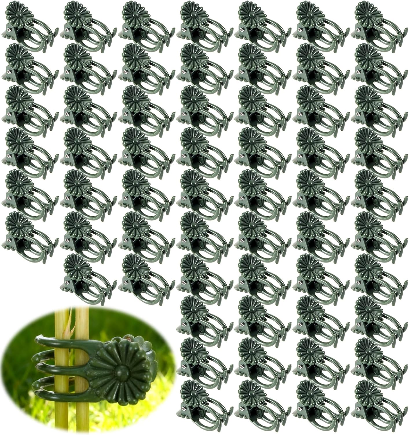 60Pcs Plant Clips for Climbing Plants, Orchid Clips for Plants Support, Indoor & Garden Clip for Climbing Plant Pins, Perfect for Vines & Flowers, Easy to Use Durable, Green