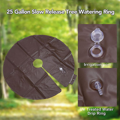 Tree Watering Ring, 10 Gallon Reusable PVC Tree Watering Bags Drip Irrigation Water Pouch Gardening Tools for Landscaping, Newly Planted (Green)