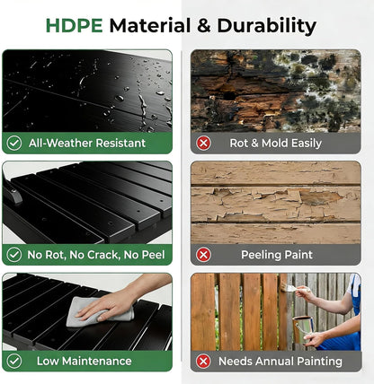 Outdoor Potting Bench with 3 Tier, All-Weather Patio Potting Table with Tool Hooks, HDPE Gardening Table for Backyard, Garden, Brown