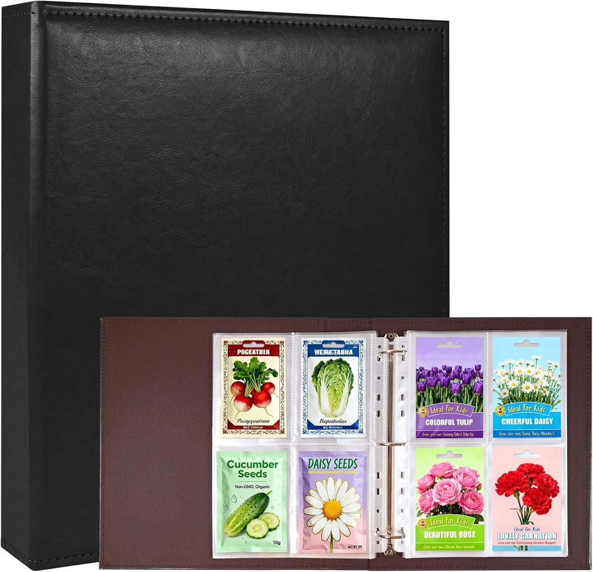 240 Pockets 3.5x5” Seed Packet Sleeves, 30 Pack Double Sided 4 Pocket Seed Organizer Sheet,Heavy Duty Garden Seeds Storage Pages for 3 Ring Binder, 8.5x11” Top Loading Clear Photo, Index Card Sleeves