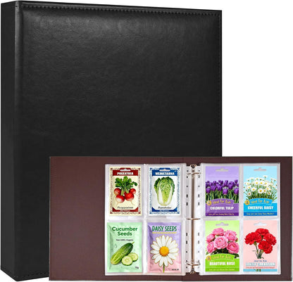 240 Pockets 3.5x5” Seed Packet Sleeves, 30 Pack Double Sided 4 Pocket Seed Organizer Sheet,Heavy Duty Garden Seeds Storage Pages for 3 Ring Binder, 8.5x11” Top Loading Clear Photo, Index Card Sleeves