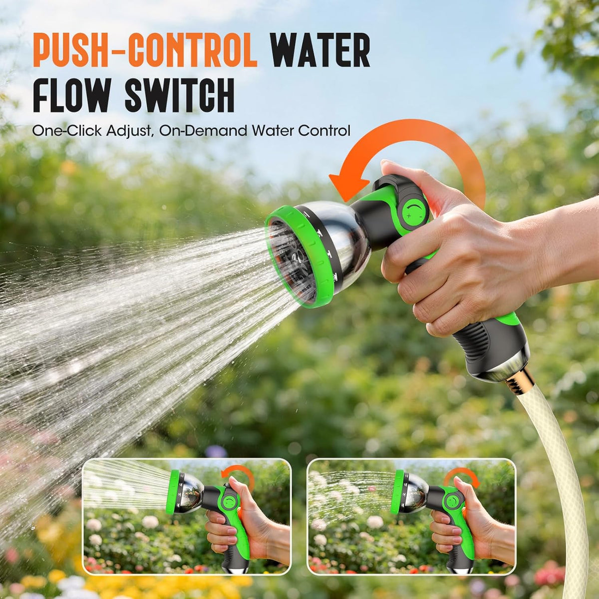 Retractable Garden Hose Reel 1/2" 100ft, 2-in-1 Wall Mount & Portable Auto Rewind Water Hose Reel with Any Length Lock & 180° Swivel, Heavy Duty Outdoor Hose Storage for Garden, Patio and Car Washing