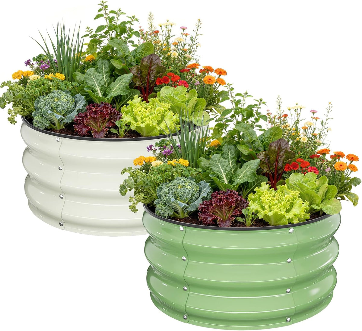 Pattiumo Galvanized Raised Garden Bed 4×4×1 FT, Round Metal Raised Garden Bed Outdoor Planter Box with Open Bottom, Rust-Resistant Steel Garden Bed for Vegetables Herbs Flowers, Easy Assembly