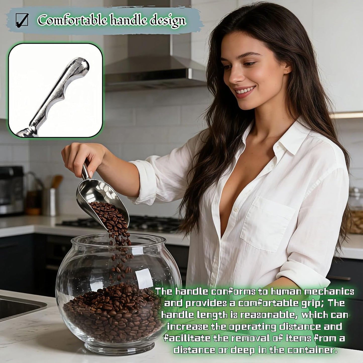 2-Pack Heavy Duty Ice Scoop, 12oz Commercial Grade Cast Aluminum Kitchen Scoop with Ergonomic S-Handle, Rust-Proof Scooper for Ice, Candy, Popcorn, Coffee Beans, Flour, Pet Food & Dry Goods