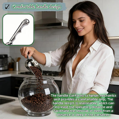 2-Pack Heavy Duty Ice Scoop, 12oz Commercial Grade Cast Aluminum Kitchen Scoop with Ergonomic S-Handle, Rust-Proof Scooper for Ice, Candy, Popcorn, Coffee Beans, Flour, Pet Food & Dry Goods