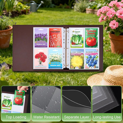 240 Pockets 3.5x5” Seed Packet Sleeves, 30 Pack Double Sided 4 Pocket Seed Organizer Sheet,Heavy Duty Garden Seeds Storage Pages for 3 Ring Binder, 8.5x11” Top Loading Clear Photo, Index Card Sleeves