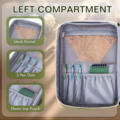 Seed Storage Organizer Binder with 20 PCS Reusable Seed Envelopes - 30 Pack Sheet Protectors Holds 120 Packets Envelopes, Seed Saving Bag for Garden Planner, Green