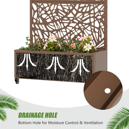 Casaphoria Metal Raised Garden Bed with Trellis and Wheels, 72"x47"x16" Planter Box for Climbing Plants, Vegetables & Vines, Features Drainage Holes and Privacy Screen (Black-Louver) - Colors B