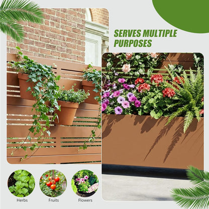 Casaphoria Metal Raised Garden Bed with Trellis and Wheels, 72"x47"x16" Planter Box for Climbing Plants, Vegetables & Vines, Features Drainage Holes and Privacy Screen (Black-Louver) - Colors B