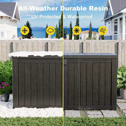 30 Gallon Outdoor Deck Box, Lockable Waterproof Outdoor Storage Boxes For Garden Tools,Indoor Cushions,Accessories Outside Storage Resin Weatherproof Container(Black)
