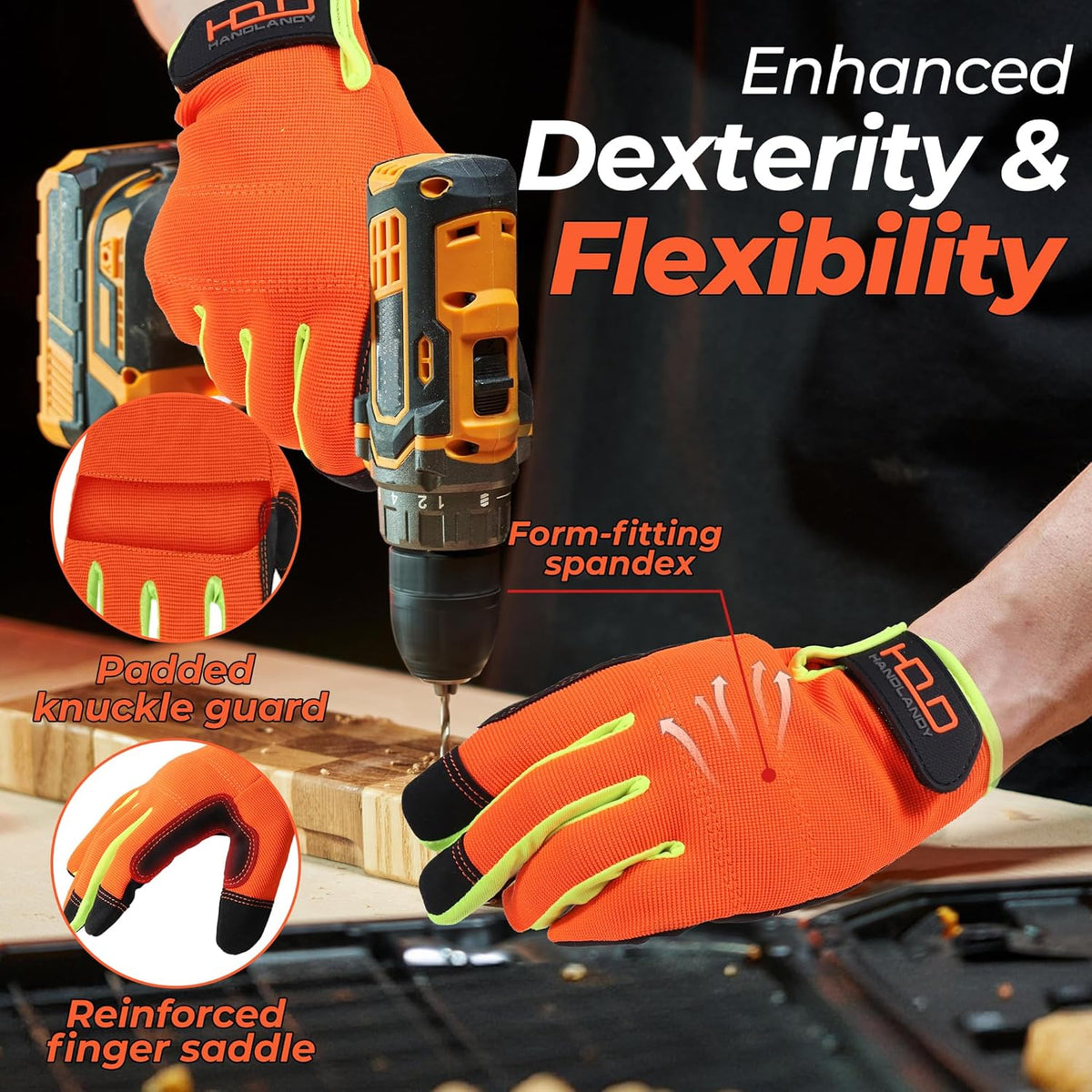 Work Gloves for Men & Women, Utility Mechanic Working Gloves Touch Screen, Flexible Gardening Gloves for Yard