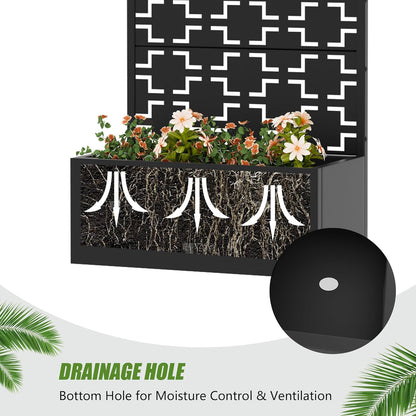 Casaphoria Metal Raised Garden Bed with Trellis and Wheels, 72"x47"x16" Planter Box for Climbing Plants, Vegetables & Vines, Features Drainage Holes and Privacy Screen (Black-Louver) - Colors B