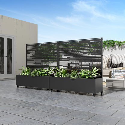 Casaphoria Metal Raised Garden Bed with Trellis and Wheels, 72"x47"x16" Planter Box for Climbing Plants, Vegetables & Vines, Features Drainage Holes and Privacy Screen (Black-Louver) - Colors B