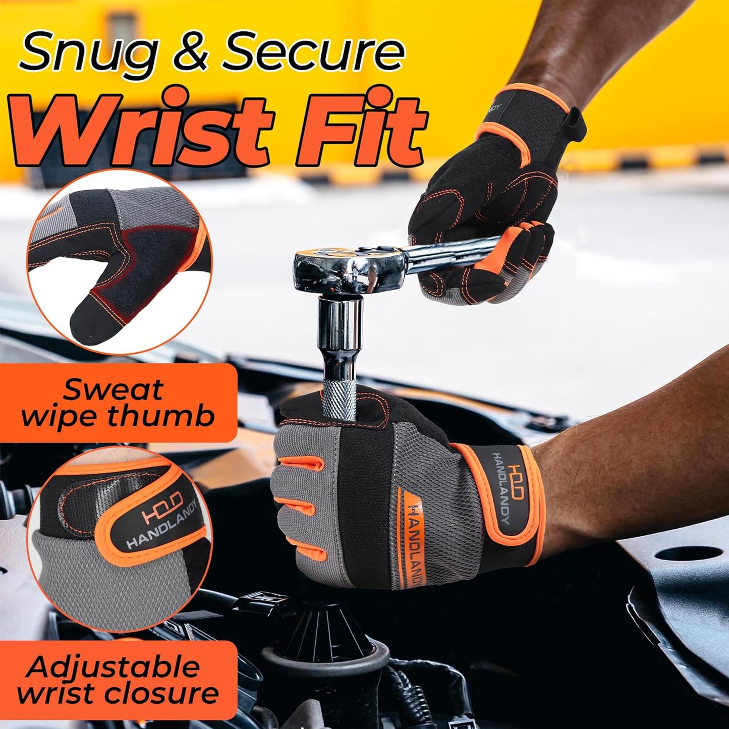 Work Gloves for Men & Women, Utility Mechanic Working Gloves Touch Screen, Flexible Gardening Gloves for Yard