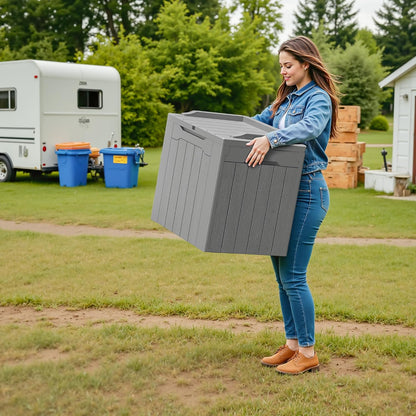 30 Gallon Resin Deck Box Waterproof Outdoor Storage Box for Patio Furniture Pool Accessories Indoor Storage for Cushion Garden Tools (30 Gallon, Black)
