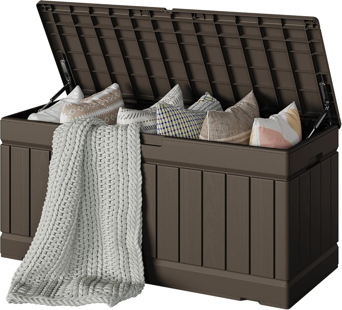 30 Gallon Resin Deck Box Waterproof Outdoor Storage Box for Patio Furniture Pool Accessories Indoor Storage for Cushion Garden Tools (30 Gallon, Black)