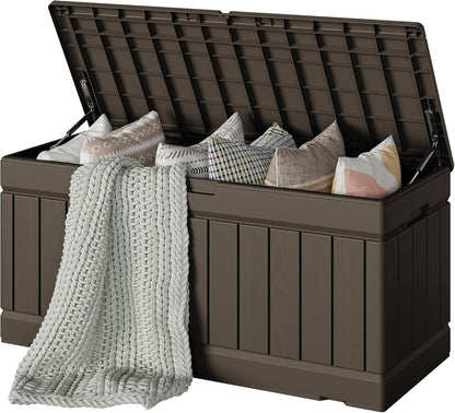 30 Gallon Resin Deck Box Waterproof Outdoor Storage Box for Patio Furniture Pool Accessories Indoor Storage for Cushion Garden Tools (30 Gallon, Black)