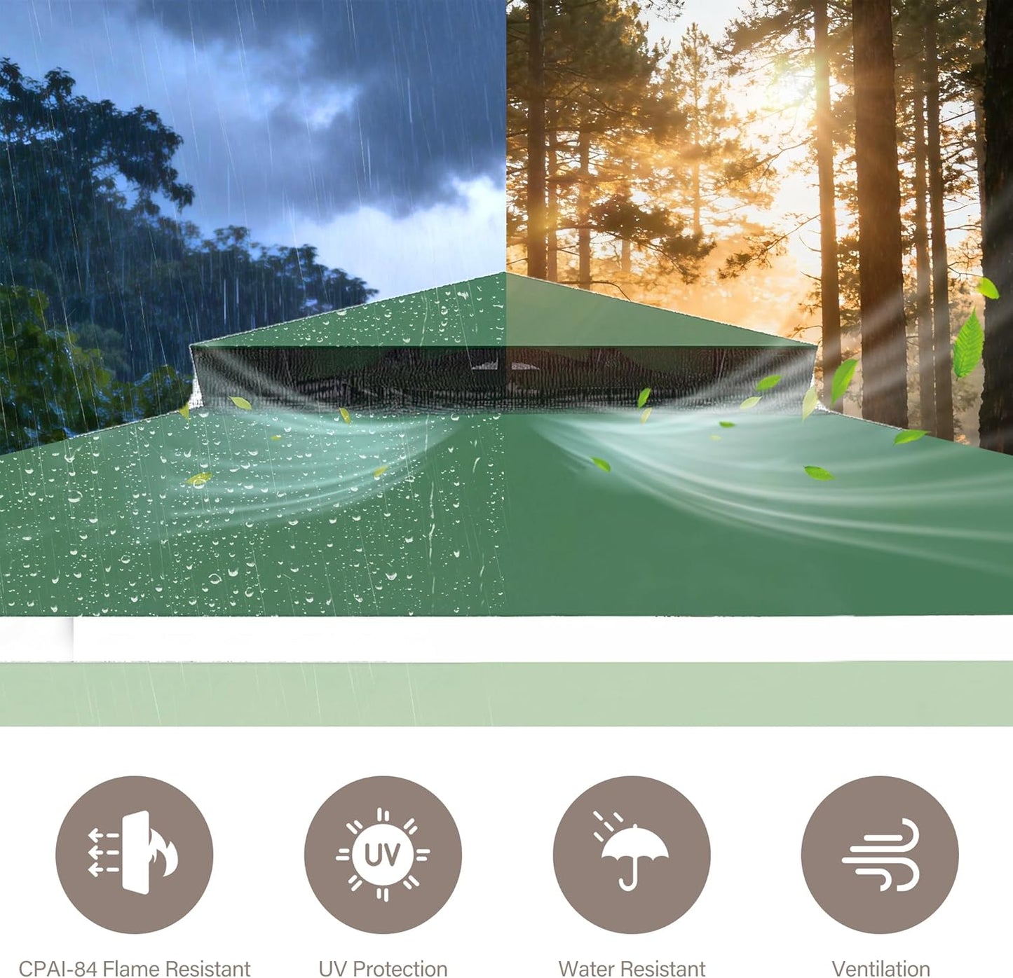 10x20 Gazebo Canopy with 100FT String Lights, Metal Heavy Duty Patio Canopy Tent with Double Roofs, Mosquito Nettings and Privacy Screens for Backyard, Garden, Lawn, Gray