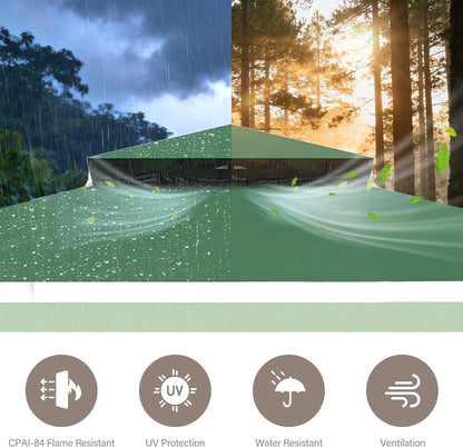 10x20 Gazebo Canopy with 100FT String Lights, Metal Heavy Duty Patio Canopy Tent with Double Roofs, Mosquito Nettings and Privacy Screens for Backyard, Garden, Lawn, Gray
