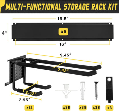 klasit Garage Wall Organizer,15Pack Carries 675 lbs,Garden Tool Organizer 48in With Large Storage Space,Easy Assembly, Sturdy Design,for Efficient Tool Storage Garage Organization | Carries 675 lbs