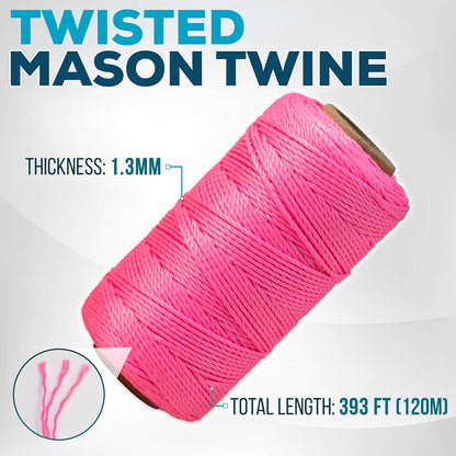 Mason Line String Reel 260FT, 390FT, 780FT, 1500FT, 2300FT, Durable Construction Twine for Laying Bricks, Blocks, Fences in Gardening, DIY & Landscaping Projects (Orange, 262 Ft)