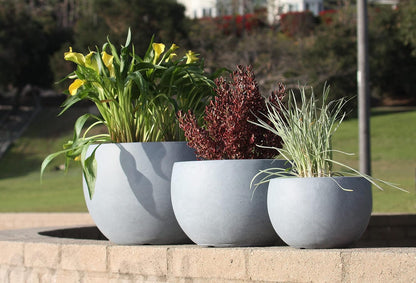 Large Round Bowl Vintage BRN Concrete Planter 19.9" Dia, Outdoor