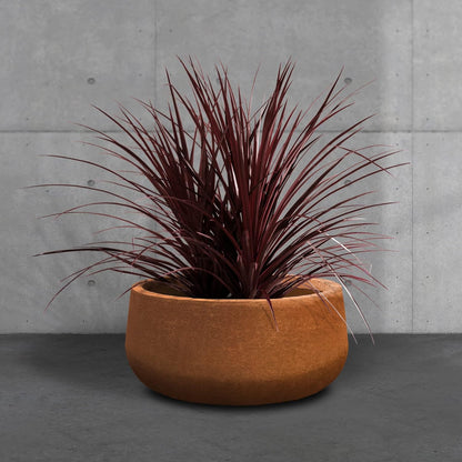 Kante 15.7" Dia Round Concrete Planter, Outdoor Indoor Garden Plant Pots with Drainage Hole and Rubber Plug, Modern Curvaceous Design, Slate Gray