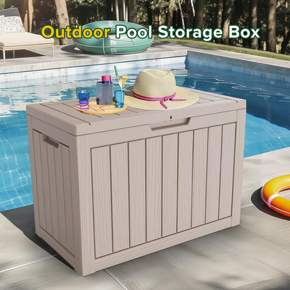 30 Gallon Outdoor Deck Box, Lockable Waterproof Outdoor Storage Boxes For Garden Tools,Indoor Cushions,Accessories Outside Storage Resin Weatherproof Container(Black)