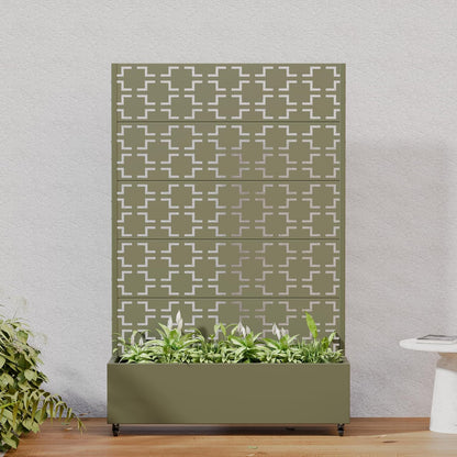 Casaphoria Metal Raised Garden Bed with Trellis and Wheels, 72"x47"x16" Planter Box for Climbing Plants, Vegetables & Vines, Features Drainage Holes and Privacy Screen (Black-Louver) - Colors C