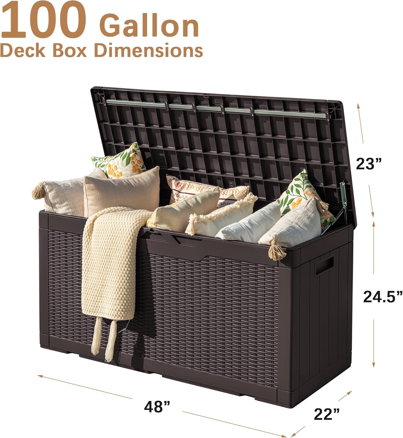 30 Gallon Resin Deck Box Waterproof Outdoor Storage Box for Patio Furniture Pool Accessories Indoor Storage for Cushion Garden Tools (30 Gallon, Black)