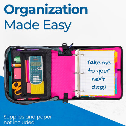 School Zipper Binder | 3-Inch O-Rings | 600-Sheet | D-146 Key Lime