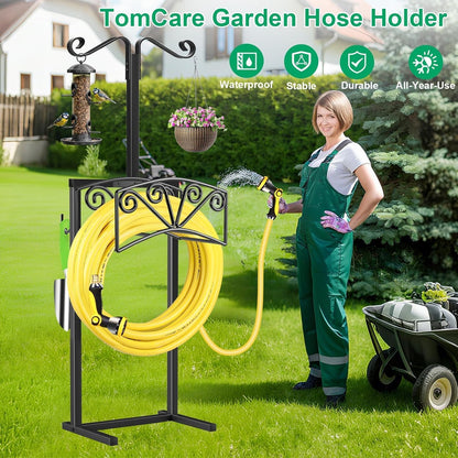 TomCare Garden Hose Holder Upgraded Heavy Duty Metal Water Hose Holder Holds 160 FT Hoses Sturdy Hose Reel Freestanding Outdoor Hoses Storage Hanger for Outside Yard Lawn