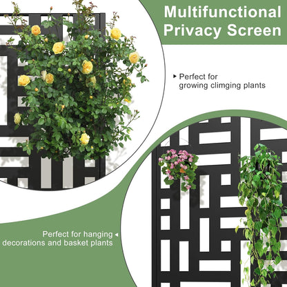 Casaphoria Metal Raised Garden Bed with Trellis and Wheels, 72"x47"x16" Planter Box for Climbing Plants, Vegetables & Vines, Features Drainage Holes and Privacy Screen (Black-Louver) - Colors B
