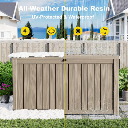 30 Gallon Outdoor Deck Box, Lockable Waterproof Outdoor Storage Boxes For Garden Tools,Indoor Cushions,Accessories Outside Storage Resin Weatherproof Container(Black)