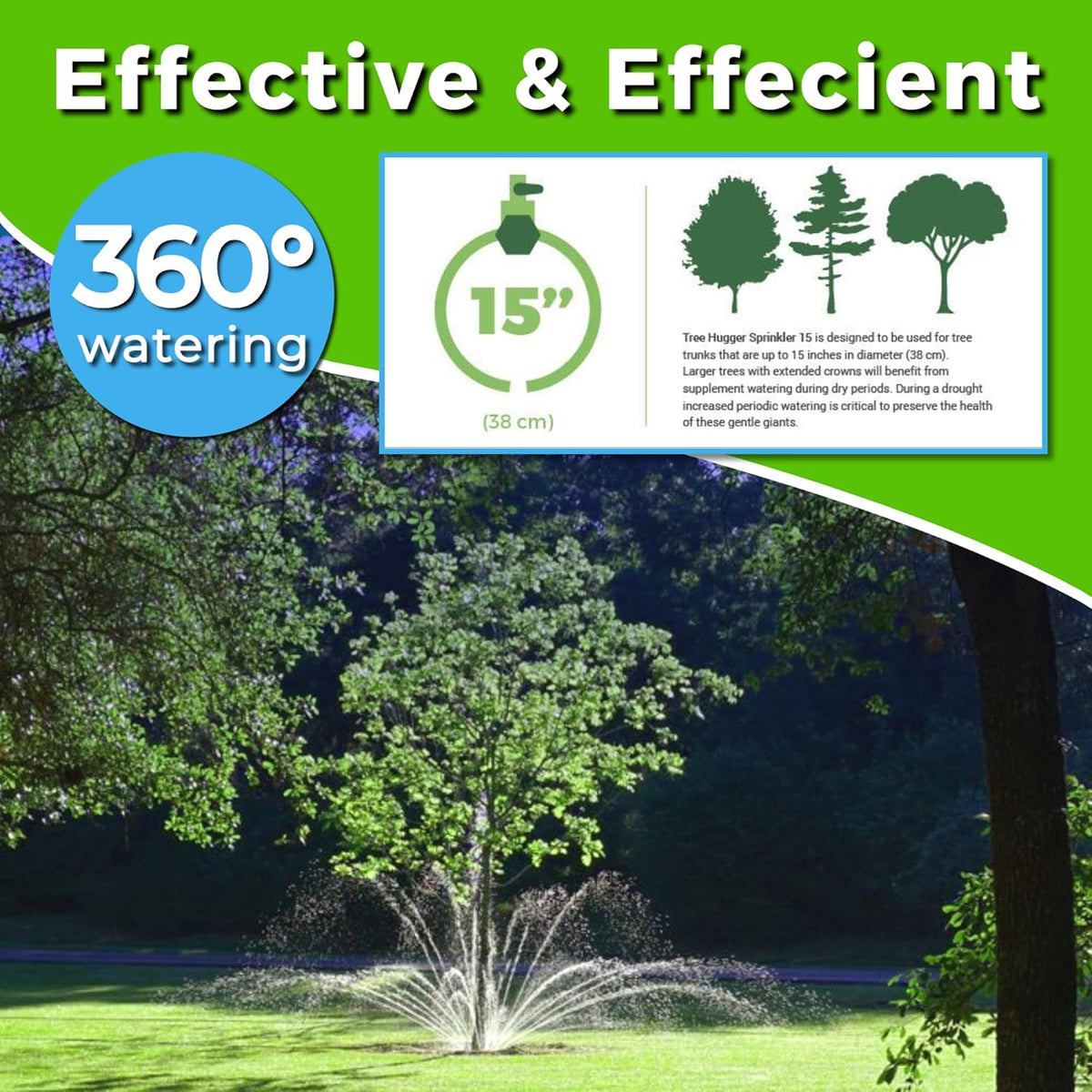 Tree Watering System - 360° Outward Spray Tree Watering Ring - Sprinkler Ring for Trees & Shrubs - Reaches The Nutrition Zone for Tree Root Watering (7 Inch)