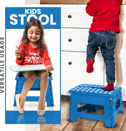 Utopia Home Folding Step Stool with Handle – 9 Inch Anti Slip Collapsible Stool – Holds Up to 300 lbs – Sturdy Plastic Step Stool Foldable for Kitchen, Bathroom and Home Use (1-Pack, Black)