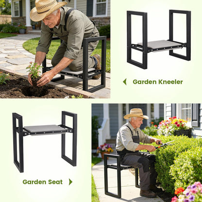 Garden Kneeler and Seat Heavy Duty 500lbs, Anti-Tip Gardening Stools with 10.5” Widen Kneeling Pad for Seniors Gardeners, 2 in 1 Garden Bench for Kneeling and Sitting