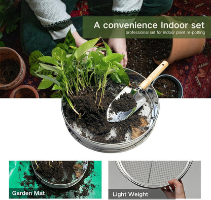 Soil Sifter for Gardening, 12 Inch Stainless Steel Soil Sifter with 4 Replaceable Fine Screens and Shovel, Sieve for Sand Rocks Dirt Compost