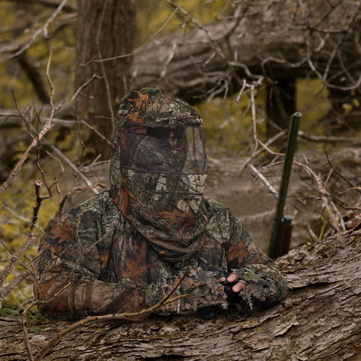 Mosquito Netting Suit Bug Net Mesh Clothing with Hood Outdoor Garden Hunting Camo Protection from Fly Insects Bugs
