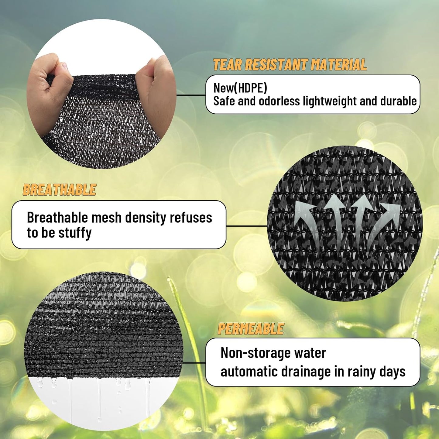 Cool Area 55% 6.5x10ft Sunblock Shade Cloth Cover Mesh UV Resistant Net for Garden Flower Plant Greenhouse, Black