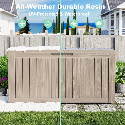 30 Gallon Outdoor Deck Box, Lockable Waterproof Outdoor Storage Boxes For Garden Tools,Indoor Cushions,Accessories Outside Storage Resin Weatherproof Container(Black)