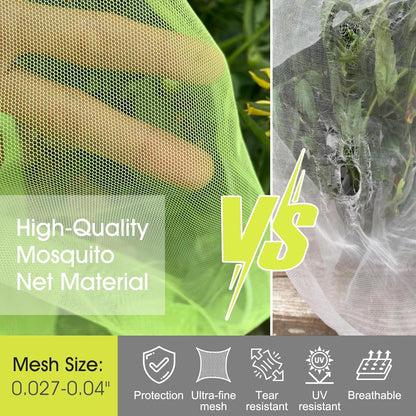Fruit Tree Netting, RIFNY 3.9 X 3.3 FT Blueberry Bush Netting Cover with Zipper Drawstring, Outdoor Mosquito Net Garden Netting Cover Protector Plant from Birds Cicadas Animals Insect (4 PCS, White)