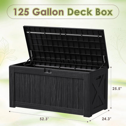 Devoko 100 Gallon Waterproof Large Resin Deck Box Indoor Outdoor Lockable Storage Container for Patio Furniture Cushions Garden Tools (100 Gallon, Black)