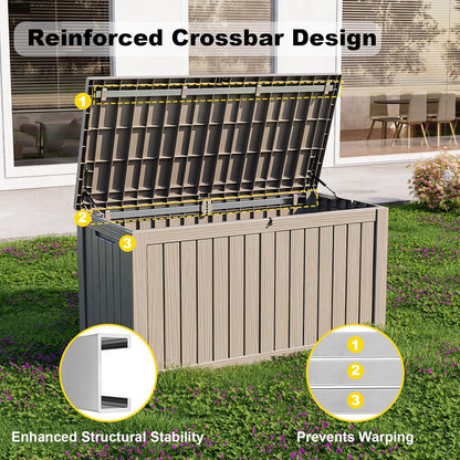 30 Gallon Outdoor Deck Box, Lockable Waterproof Outdoor Storage Boxes For Garden Tools,Indoor Cushions,Accessories Outside Storage Resin Weatherproof Container(Black)