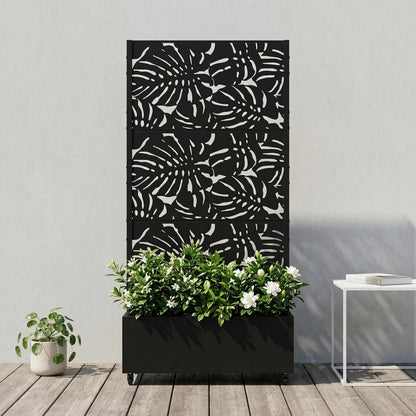 Casaphoria Metal Raised Garden Bed with Trellis and Wheels, 72"x47"x16" Planter Box for Climbing Plants, Vegetables & Vines, Features Drainage Holes and Privacy Screen (Black-Louver) - Colors B