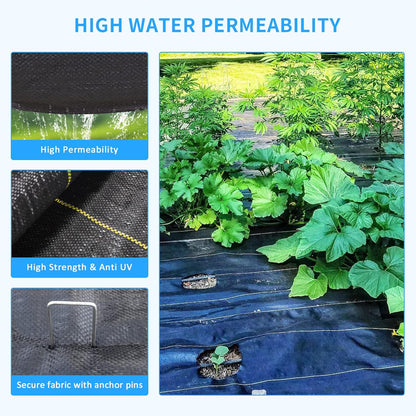 4ft x300ft Black Weed Barrier 3.5oz Landscape Premium Fabric-Heavy Duty Woven Ground Cloth with Superior Permeability Weed Control Convenient Design - Colors A