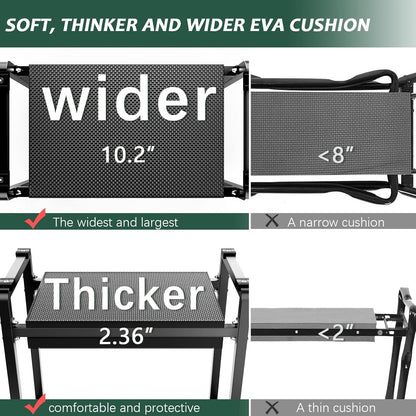 FLINTER Wider Garden Kneeler and Seat, Heavy Duty Thick Gardening Bench for Kneeling and Seat - Garden Kneelers for Seniors, Gardening Stools for Women, Grandparents, Gardeners, Black