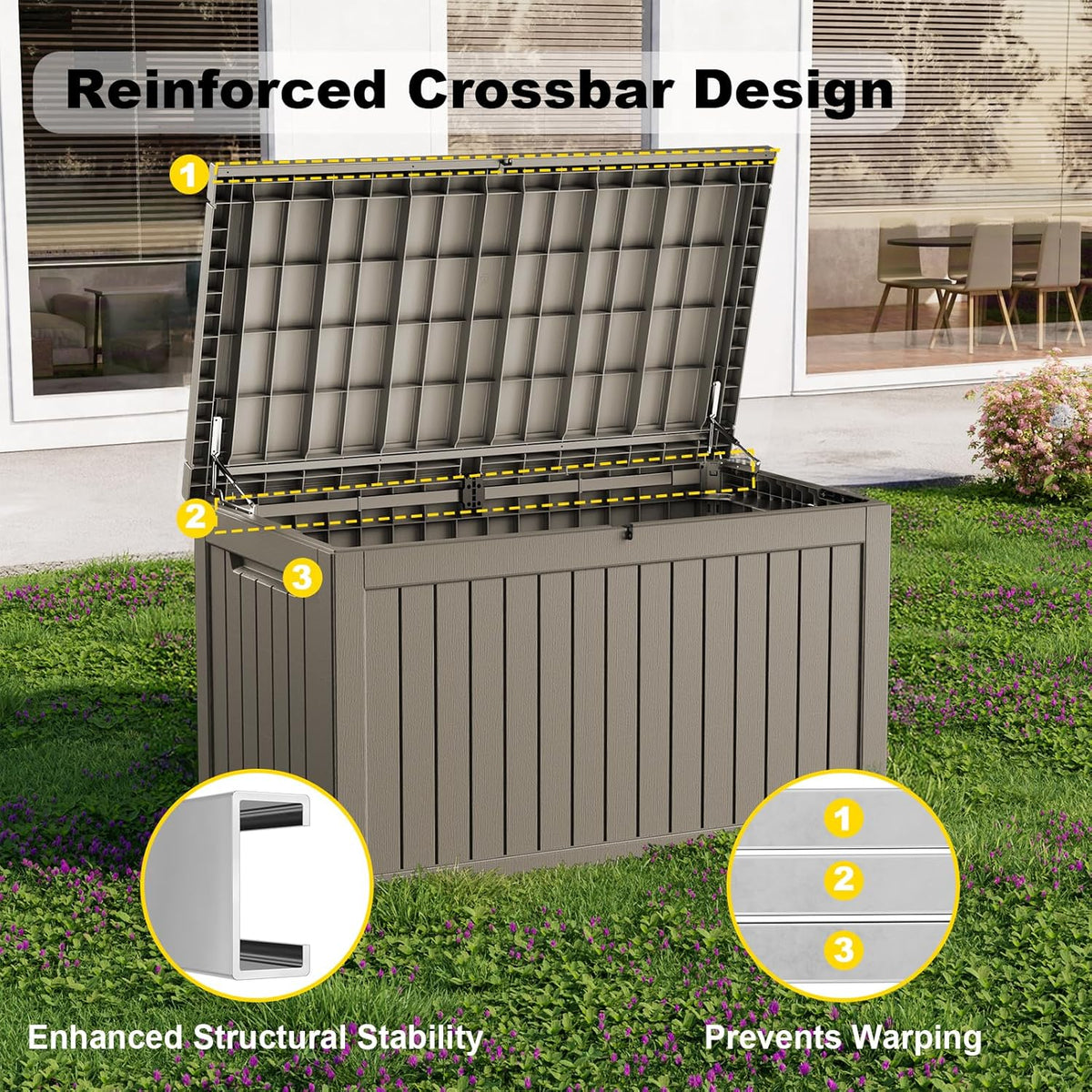 30 Gallon Outdoor Deck Box, Lockable Waterproof Outdoor Storage Boxes For Garden Tools,Indoor Cushions,Accessories Outside Storage Resin Weatherproof Container(Black)