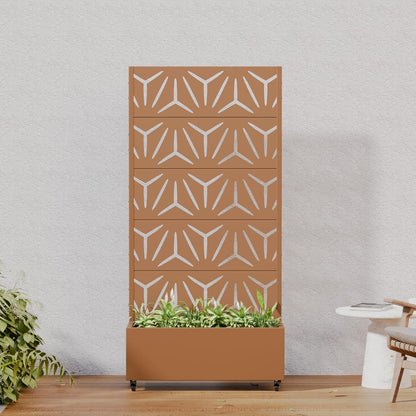 Casaphoria Metal Raised Garden Bed with Trellis and Wheels, 72"x47"x16" Planter Box for Climbing Plants, Vegetables & Vines, Features Drainage Holes and Privacy Screen (Black-Louver) - Colors B