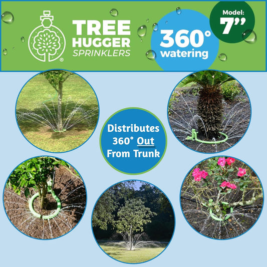 Tree Watering System - 360° Outward Spray Tree Watering Ring - Sprinkler Ring for Trees & Shrubs - Reaches The Nutrition Zone for Tree Root Watering (7 Inch)